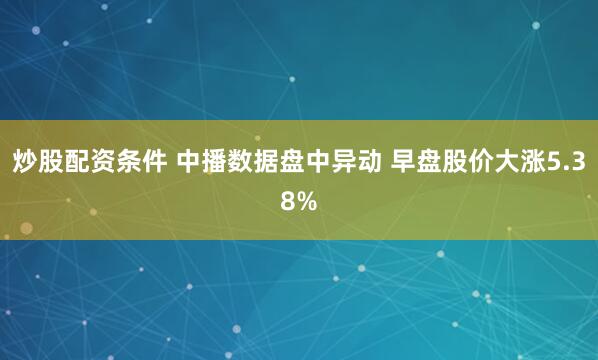 炒股配资条件 中播数据盘中异动 早盘股价大涨5.38%